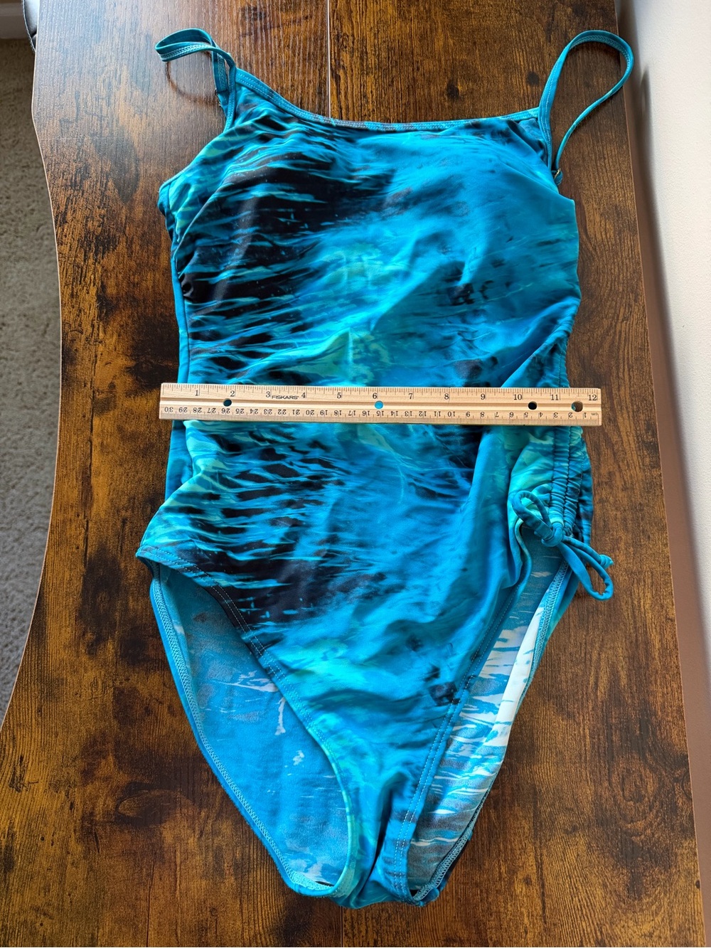 Blue Teal Tie-Dye One-Piece Swimsuit